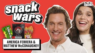 Matthew McConaughey and America Ferrera Try British & American Food | Snack Wars