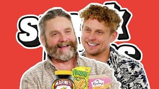 Zach Galifianakis & Billy Magnussen Rate UK & USA Snacks | Snack Wars